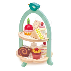 Tender Leaf Toys Dřevěná cukrárna Birdie Afternoon Tea stand se zákusky a sendviči Tender Leaf Toys Dřevěná cukrárna Birdie Afternoon Tea stand se zákusky a sendviči