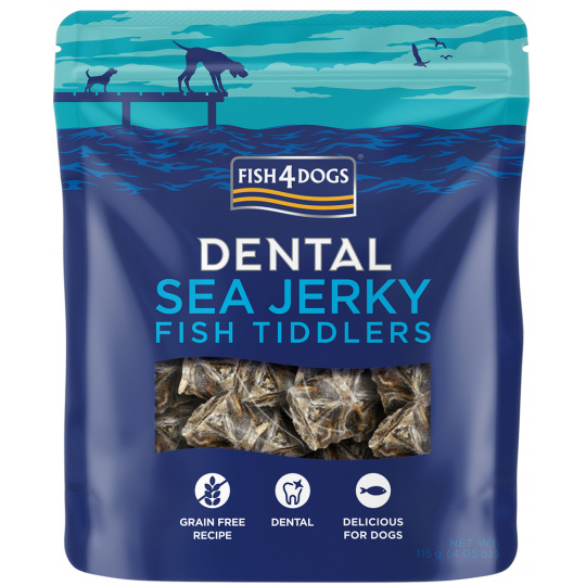 FISH4DOGS Pamlsky pro psy DENTAL SEA mořská ryba - rybičky 115 g