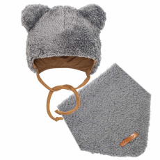 Zimní kojenecká čepička s šátkem na krk New Baby Teddy bear šedá Zimní kojenecká čepička s šátkem na krk New Baby Teddy bear šedá