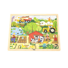 Dětské dřevěné puzzle Viga Farma 48 dílků