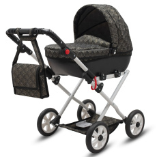 Luxusní dětský kočárek pro panenky New Baby COMFORT zlato černý Luxusní dětský kočárek pro panenky New Baby COMFORT zlato černý