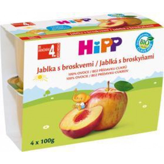 HiPP BIO Jablka s broskvemi (4x 100 g)