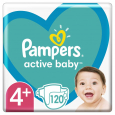 PAMPERS Active Baby Pleny jednorázové 4+ (10-15 kg) 120 ks - MEGA PACK PAMPERS Active Baby Pleny jednorázové 4+ (10-15 kg) 120 ks - MEGA PACK