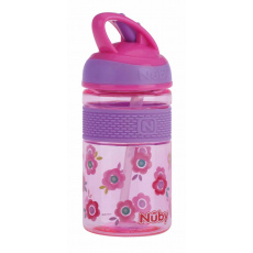 NUBY Láhev sportovní 2v1 s tvrdým sklápěcím brčkem, 360 ml, růžová, 3+ NUBY Láhev sportovní 2v1 s tvrdým sklápěcím brčkem, 360 ml, růžová, 3+