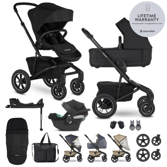 EASYWALKER SET Kočárek 4v1 Jimmey Pepper Black XXL AIR + RWS + CYBEX Aton B2 i-Size