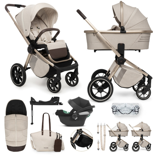 MUUVO SET Kočárek 4v1 Quick Boho Brown set + CYBEX Aton B2 i-Size + základna