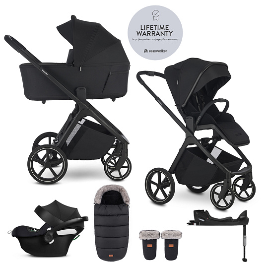 EASYWALKER Set kočárek 4v1 Zoey Go Pure Black XL + CBX Aton B2 i-Size + CYBEX Base One EASYWALKER Set kočárek 4v1 Zoey Go Pure Black XL + CBX Aton B2 i-Size + CYBEX Base One