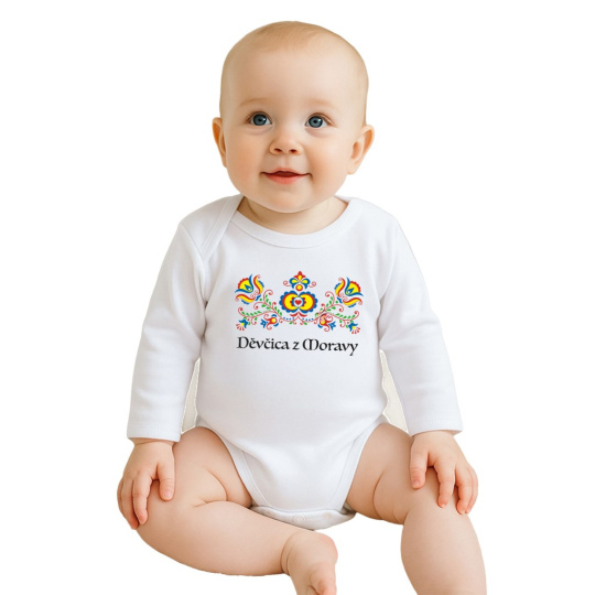 Dětské body s potiskem New Baby Lidový vzor Děvčica z Moravy