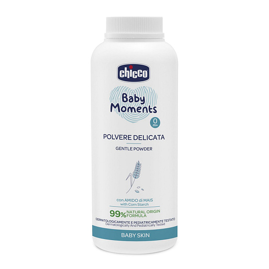 CHICCO Baby Moments dětský pudr s kaolinem a kukuřičným škrobem 99 % přírodních ingrediencí, 130 g CHICCO Baby Moments dětský pudr s kaolinem a kukuřičným škrobem 99 % přírodních ingrediencí, 130 g
