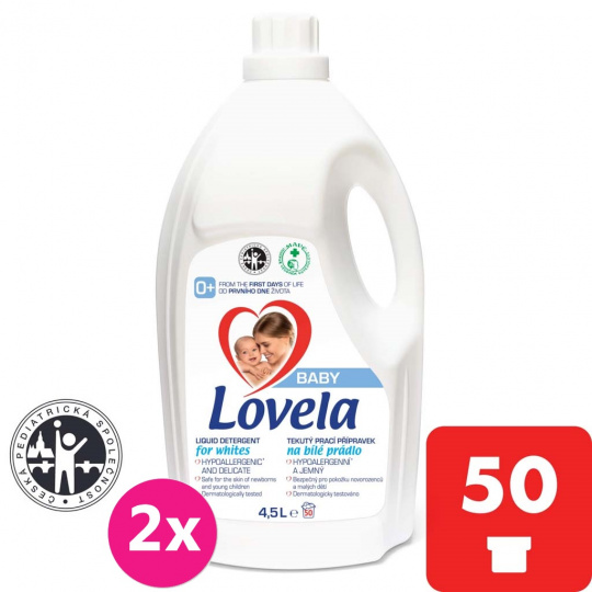 LOVELA Baby tekutý prací přípravek na bílé prádlo 2 x 4,5 l (100 praní)