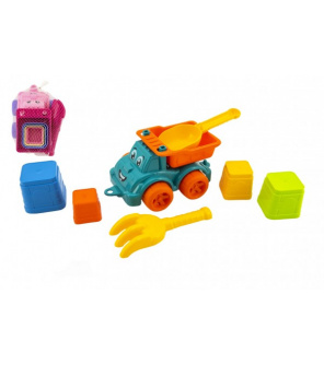 Sada na písek 6ks plast auto na volný chod s doplňky 2 barvy v síťce 16x13x21cm 12m+ Sada na písek 6ks plast auto na volný chod s doplňky 2 barvy v síťce 16x13x21cm 12m+