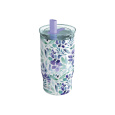 Nerezový termohrnek s brčkem Mist Violet Blooms 720 ml