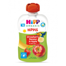 HiPP HiPPiS BIO 100% ovoce Jablko-Banán-Jahoda 100 g – ovocný příkrm
