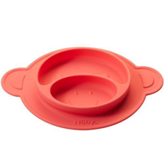 NUBY Talíř s přísavkou - Opice 9 m+, červený NUBY Talíř s přísavkou - Opice 9 m+, červený