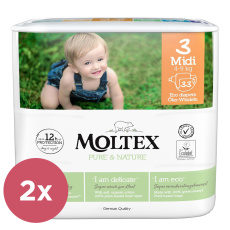 2x MOLTEX Pure&Nature Pleny jednorázové 3 Midi (4-9 kg)