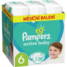 PAMPERS Active Baby Pleny jednorázové 6 (13-18 kg) 128 ks - MĚSÍČNÍ ZÁSOBA