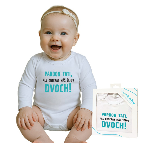 Body s potiskem New Baby Pardon tati,... máš šéfov dvoch! - darčekové balenie
