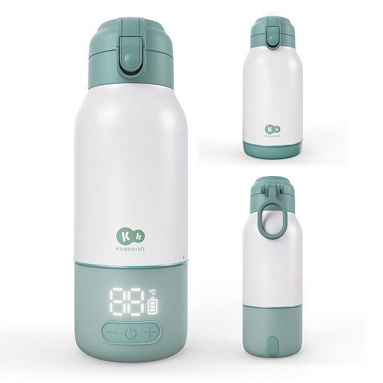 KINDERKRAFT Cestovní ohřívač mléka a termoska 2v1 Gaja Green KINDERKRAFT Cestovní ohřívač mléka a termoska 2v1 Gaja Green