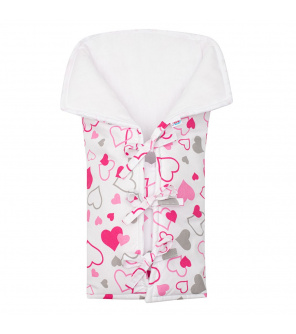 Klasická šněrovací zavinovačka New Baby JACKET růžová srdíčka Klasická šněrovací zavinovačka New Baby JACKET růžová srdíčka