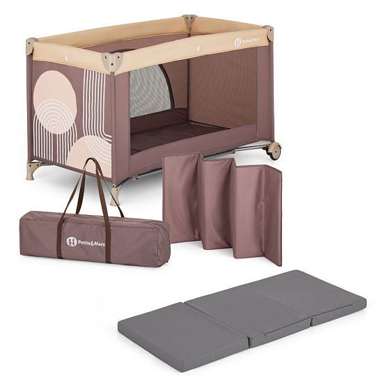 PETITE&MARS Postýlka cestovní Nyja s matrací Foldie, Elegant Dreamlines Mocha PETITE&MARS Postýlka cestovní Nyja s matrací Foldie, Elegant Dreamlines Mocha