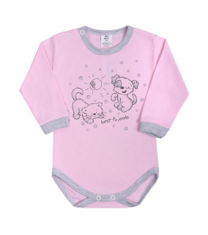 Kojenecké body s dlouhým rukávem New Baby Kamarádi růžové Kojenecké body s dlouhým rukávem New Baby Kamarádi růžové