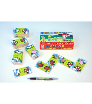 Domino Moje první zvířátka dřevo společenská hra 28ks v krabičce 17x9x3,5cm MPZ Domino Moje první zvířátka dřevo společenská hra 28ks v krabičce 17x9x3,5cm MPZ