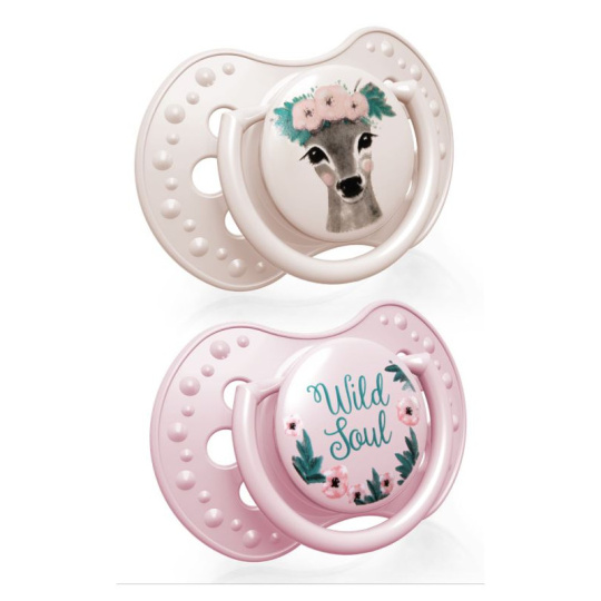 LOVI Dudlík s mini štítkem 0-2 m silikonový dynamický Wild soul 2 ks holka LOVI Dudlík s mini štítkem 0-2 m silikonový dynamický Wild soul 2 ks holka