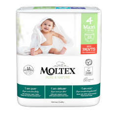 MOLTEX Pure&Nature Kalhotky plenkové jednorázové 4 Maxi (7-12 kg) 22 ks MOLTEX Pure&Nature Kalhotky plenkové jednorázové 4 Maxi (7-12 kg) 22 ks