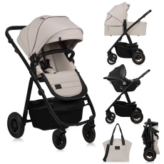 LIONELO Kočárek kombinovaný Amber Plus 3v1 Beige Sand