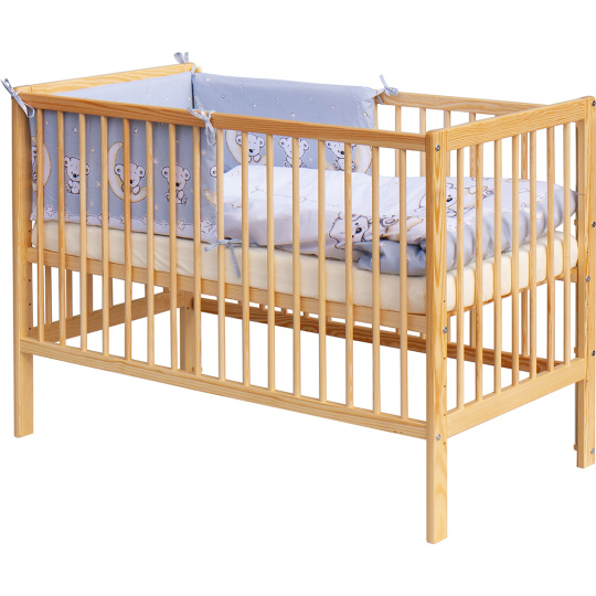 Scarlett Dětská postýlka s kompletní výbavou Scarlett 120 x 60 cm - Toro - šedá Scarlett Dětská postýlka s kompletní výbavou Scarlett 120 x 60 cm - Toro - šedá