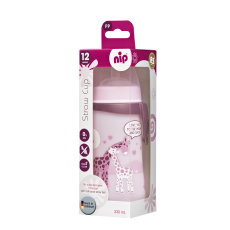 NIP Straw cup láhev s brčkem PP, 330ml, holka