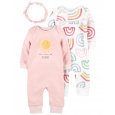 CARTER'S Set 3dílný overal 2 ks, čelenka Pink Sun dívka LBB 3m, vel. 62
