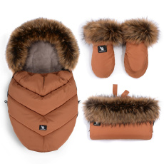 COTTONMOOSE Set zimní fusak, rukavice a rukávník Moose MINI Yukon Amber