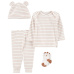 CARTER'S Set 4dílný triko dl. rukáv, tepláky, čepice, ponožky Brown Stripes neutrál NB/vel. 56