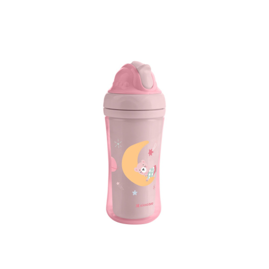 Hrnek se silikonovým brčkem 220ml 8m+ Moony me Pink