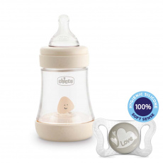 CHICCO Láhev kojenecká Perfect 5 silikon, 150 ml neutral + vzorek Šidítko Physio Micro 0-2m CHICCO Láhev kojenecká Perfect 5 silikon, 150 ml neutral + vzorek Šidítko Physio Micro 0-2m