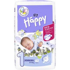 BELLA HAPPY Newborn 1 (2-5 kg), 42 ks - jednorázové pleny BELLA HAPPY Newborn 1 (2-5 kg), 42 ks - jednorázové pleny