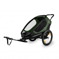 HAMAX Outback One - jednomístný vozík za kolo vč. ramena + kočárkový set - Green/Black, polohovací HAMAX Outback One - jednomístný vozík za kolo vč. ramena + kočárkový set - Green/Black, polohovací