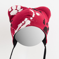 Kojenecká bavlněná čepička s oušky New Baby tlapka  tmavě růžová Kojenecká bavlněná čepička s oušky New Baby tlapka  tmavě růžová