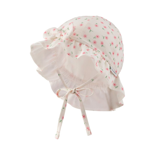 STERNTALER Klobouk na zavazování s UV filtrem 50+ květy holka 47 cm-9-12 m
