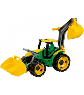 Traktor se lžící a bagrem plast zeleno-žlutý 65cm v krabici od 3 let Traktor se lžící a bagrem plast zeleno-žlutý 65cm v krabici od 3 let