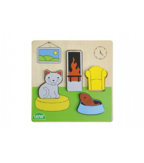 Vkládačka/Puzzle dřevěné obývací pokoj v krabičce 14x20x2cm 18m+ Vkládačka/Puzzle dřevěné obývací pokoj v krabičce 14x20x2cm 18m+