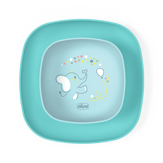 CHICCO Set jídelní - miska a talíř blue 12m+ CHICCO Set jídelní - miska a talíř blue 12m+
