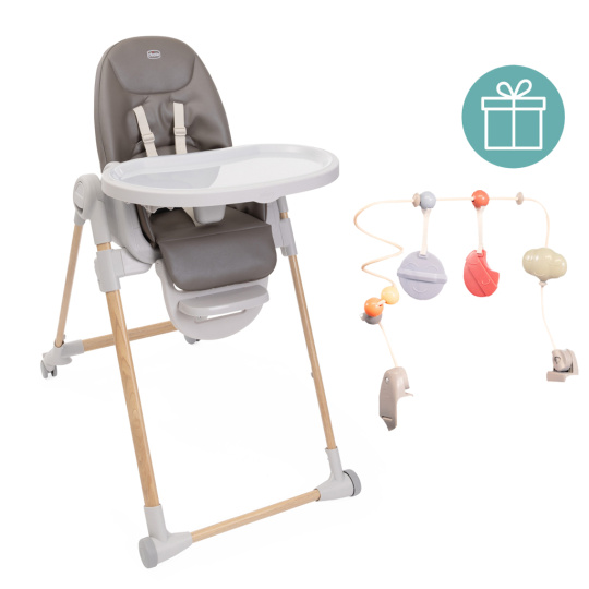 CHICCO Židlička jídelní Polly Armonia - Scandinavian + Hrazdička Rainbow