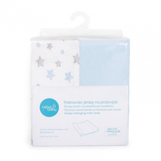 CEBA BABY Potah na přebalovací podložku 50x70-80 cm 2 ks Blue+Blue Stars