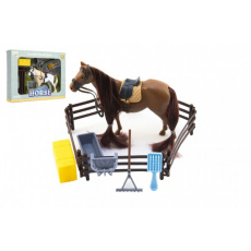 Kůň česací s doplňky a ohradou plast 2 barvy v krabici 28x22x5,5cm Kůň česací s doplňky a ohradou plast 2 barvy v krabici 28x22x5,5cm