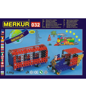 Stavebnice MERKUR 032 Železniční modely 10 modelů 300ks v krabici 36x27x3cm Stavebnice MERKUR 032 Železniční modely 10 modelů 300ks v krabici 36x27x3cm