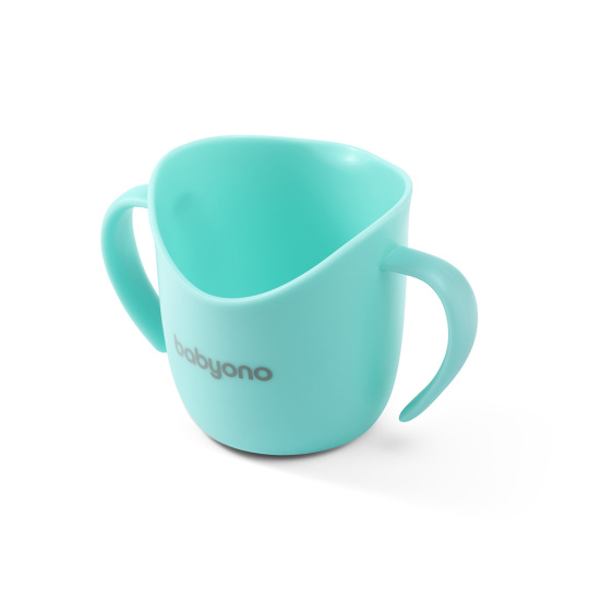 BABYONO Hrnek ergonomický s oušky 120 ml mint 6m+