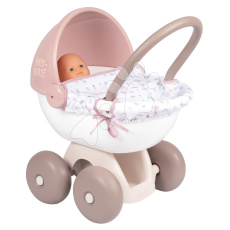 Smoby Hluboký kočárek s textilem Natur D'Amour Baby Nurse  pro 42 cm panenku s 55 cm vysokou ergonomickou rukojetí od 18 měs. 