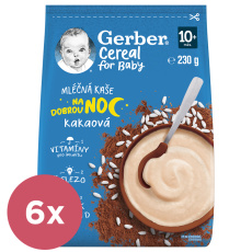 6x GERBER Kaše mléčná cereal kakaová Dobrou noc 230 g
